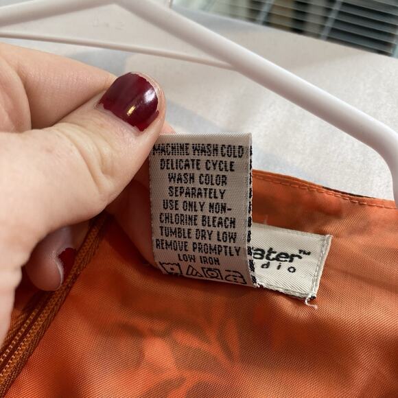 Bridgewater‎ Women's Orange Floral Ruffle Sleeve Dress Size 18W Lagenlook Retro - Picture 6 of 11